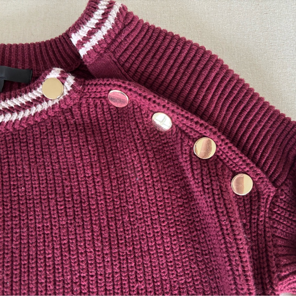 Maje knit wool sweater burgundy buttons 1 small - Picture 6 of 8